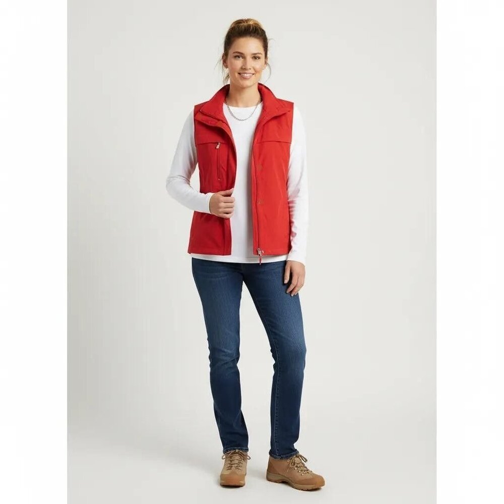 Allison Daley Red Full Zip Front Chest Pocket Lightweight Vest Women's Medium